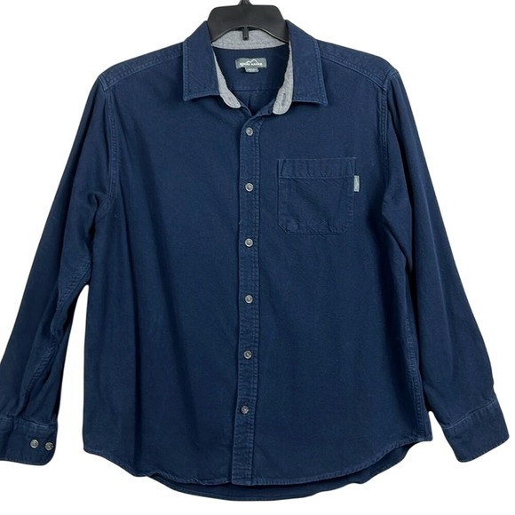 Eddie Bauer Mens Long Sleeve Button Up‎ Shirt Size XL Blue 100% Cotton - Picture 1 of 9